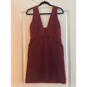Sleeveless Midi Corduroy Dress in Deep Rust - size 4